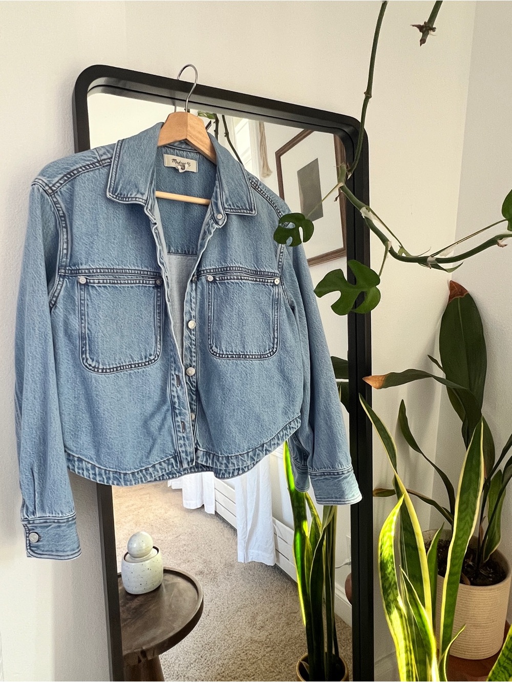 MADEWELL Light Blue Denim Jacket - Casual Cropped Women's Jacket